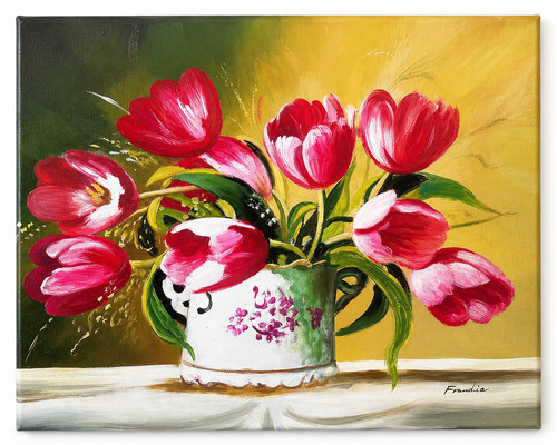 Handmade oil painting tulips - handmade,