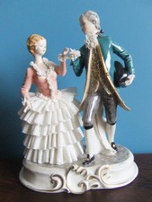 LARGE Vintage Capodimonte Dresden Lace Dancing Couple Figurine
