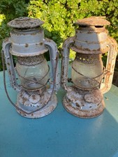 Two Tilley Style VINTAGE OIL KEROSENE LANTERN LAMP OLD MARKING GLOBE