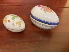 Two Vintage China Eggs One Chinese Little One Wedgewood Made In England