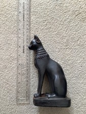 Egyptian Antique Statue Goddess Bastet Cat Isis Solid Basalt Stone Handmade 7”