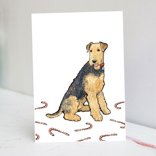 Airedale christmas card - christmas,