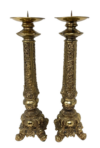 Pair vintage ornate brass - vintage,