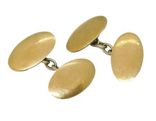 Pair of 9ct Yellow Gold & Sterling Silver Gents Cufflinks Antique c1920 Art Deco