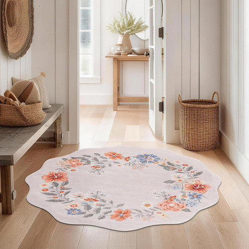 Floral round rug 120 soft - rug, cm,