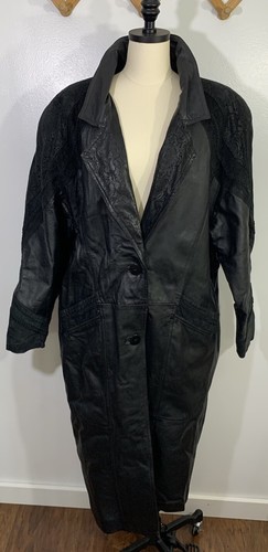 Vintage leather jacket long - vintage,