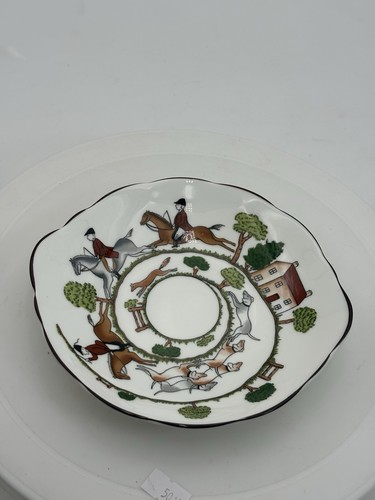Coalport hunting scene trinket - coalport,