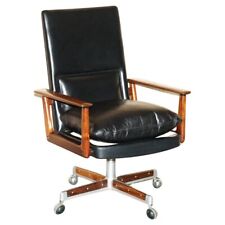 RESTORED DANISH ARNE VODDER FOR SIBAST MODEL 419 ROSEWOOD LEATHER OFFICE CHAIR