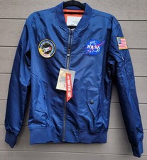 Asstseries Militare Navy Blue NASA Space Patch Bomber Jacket Medium