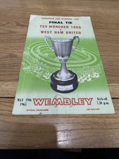TSV Munchen 1860 v West Ham Cup Final programme.  1965 European cup winners cup