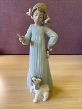 Lladro Nao Figurine "Bad Boy" - Girl With Dog & Alarm Clock - 1163 - Excellent