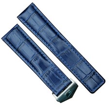20mm Blue Leather Watch Band