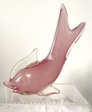 LARGE Vintage Murano cased pink opaline glass fish by Seguso or Oball immaculate