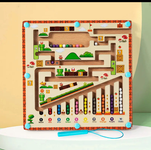 Magnetic bead maze wooden - bead,