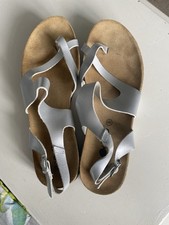 BIO Silver Leather Sandals Size 39 Hardly Used
