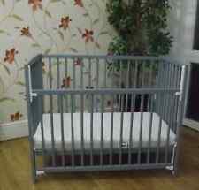 Grey SPACE SAVER / MINI COT DROPSIDE COT + 10CM MATTRESS / NEWBORN COT