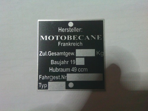 Type plate - type,