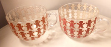 2x Gingerbread glass mugs- Coffee cappuccino mugs- Decorative glass-Large-GC