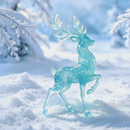 Blue deer figurine sculpture - figurine,
