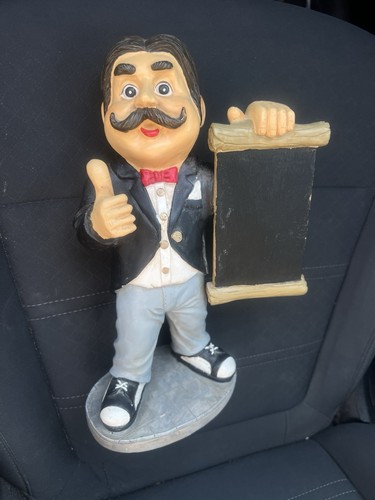Happy waiter figure holding - happy,