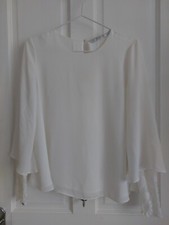 Cream Chiffon BLOUSE Top By Zara  Tafaluc Size XS 6/8/10 Long Lace Sleeves