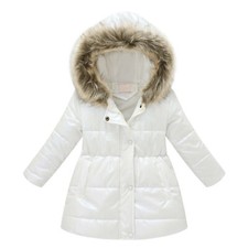 Kids Girls Winter Parkas Cotton-Padded Coat Jacket Warm Windproof Hooded Outwear