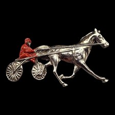 Vtg Horse Jockey Brooch