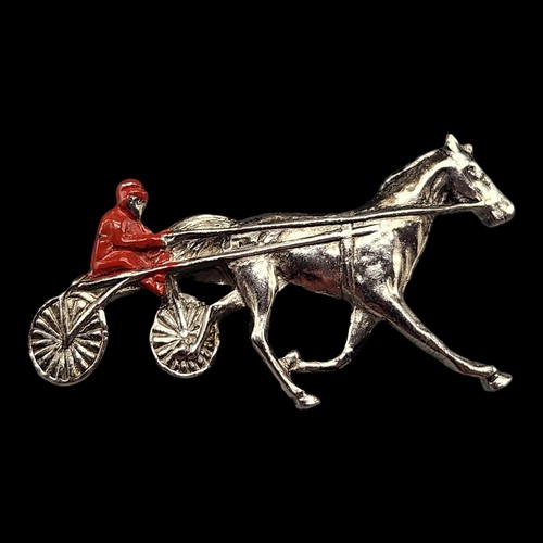 Vtg horse jockey brooch - jockey,