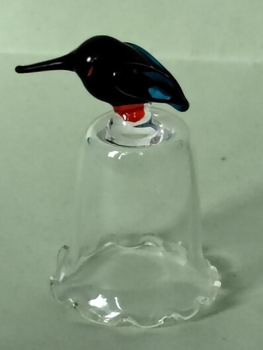 Glass thimble with hummingbird - glass,