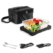 Mini Microwave, 3-in-1 Portable Oven 110V/220V/12V/24V Electric Lunch Box Foo...