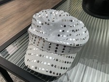Fancy Dress Disco Retro ABBA Sequins Baker Boy Cap Hat Hen Party