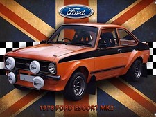Ford Escort Mk 2, Vintage Style Metal Aluminium Sign, gift, garage, car,