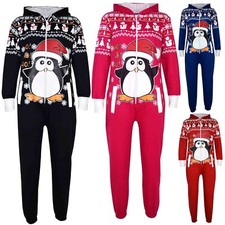 Kids Boys Girls Penguin Christmas Fleece A2Z Onesie One Piece Jumpsuit 5-13 Year