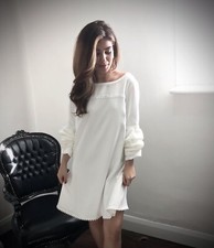 wedding dress size 10. Cool Retro sixties style, lightweight ivory crepe.