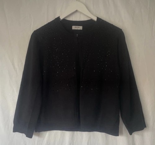 Black knit cardigan - knit, cardigan-