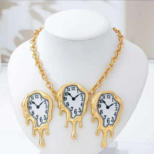 Melting clock jewellery set - melting,