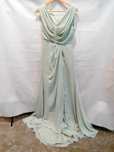 Mint green ruched evening - mint, gown