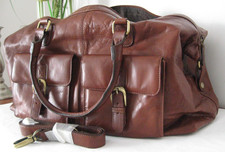 LAKELAND!!! LARGE CHESTNUT BROWN FINE LEATHER HOLDALL TRAVEL WEEKEND BAG!!!