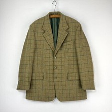 Bob Parratt Tweed Jacket Mens 44R Green Windowpane Wool Hacking Sports Blazer
