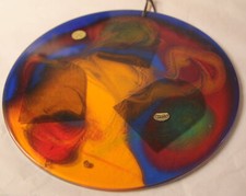 Vintage Polyrad Chagall Windows Translucent Hanging Disc Israel Acrylic