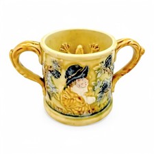 Antique Victorian Sunderland two-handled loving cup; "Jolly Topers" frog mug
