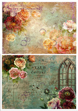 2 Sheets  - A4 Rice Paper Decoupage - Vintage, Victorian, Flowers, Distressed