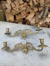 Pair Of Antique French Bronze Wall Light Candle Sconces L. Pinet