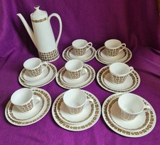 Vintage 1960s Royal Tuscan Tiara Pattern Coffee Set Teapot, Cup/Saucer/S.platex8