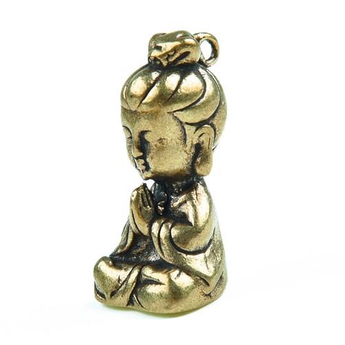 Brass guanyin buddha pendant - brass,