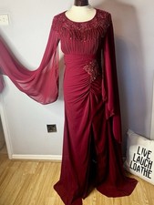 Burgundy Beaded Evening Gown