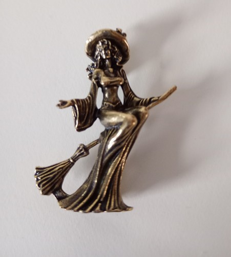 Miniature brass witch - miniature, on
