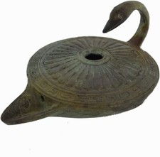 Bronze Oil Lamp with Swan