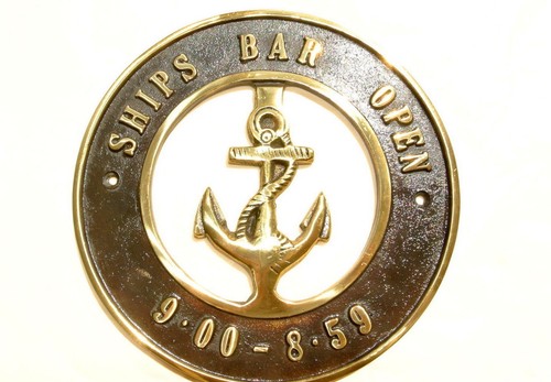 Solid brass sign ships - solid, bar