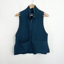 Backstage Oska Boiled Wool Gilet Vest Size S Teal Blue Green Zip Up Pockets